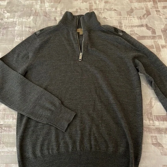 Burberry mock neck sweater in grey merino wool - Picture 1 of 5
